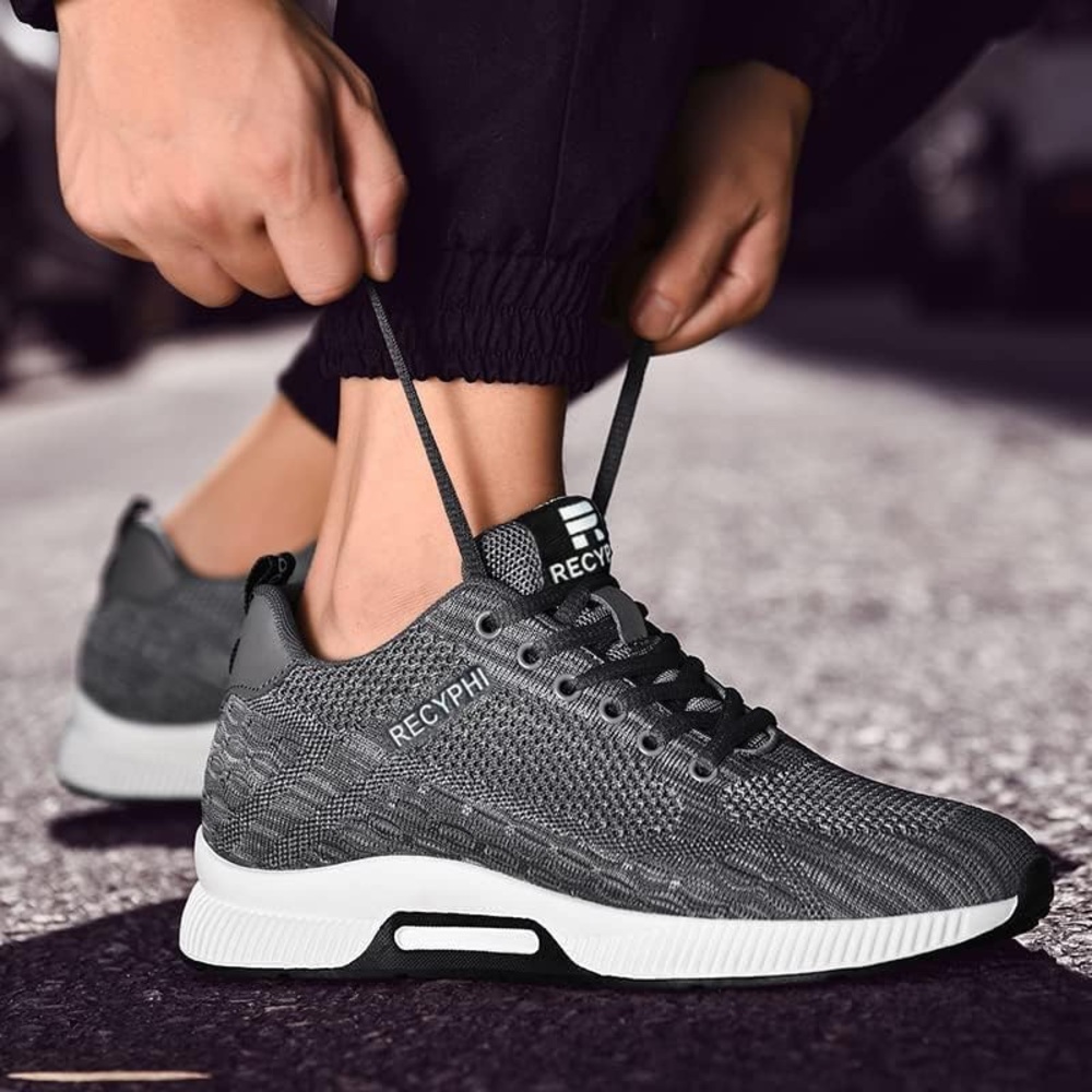 Recyphi Elevator Sneakers Mens Size 9 Womans 11 Gray Height Increasing Shoes New